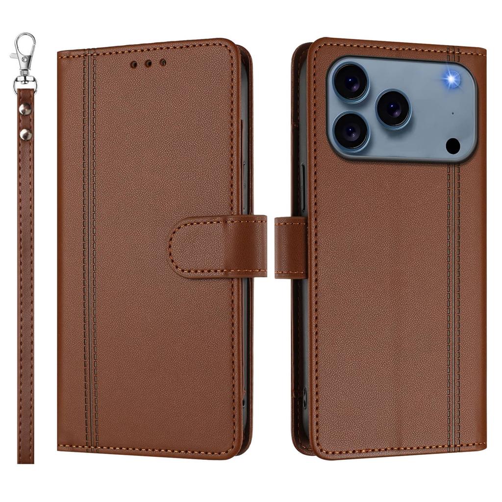 Flip Wallet Case for iPhone 17 16 Pro Max 17e 16e Air, Leather Card Holder Cover with Magnetic Clasp, Stand, Shockproof Case