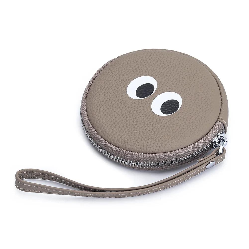 Women Genuine Leather Wallets Coin Purses Small Lovely Cowhide Wallets Keychain Card Holder Cute Cartoon Around Zipper Money Bag