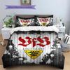 Set Copripiumino Trapuntato con Motivo VfB Stuttgart Decorazione per la Casa Regalo (1 * copripiumino + 2 * federe senza imbottitura)