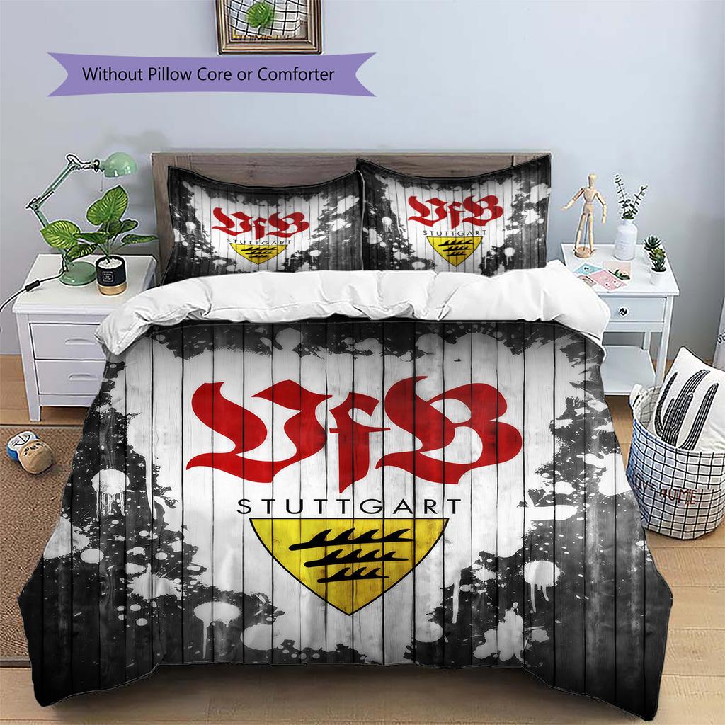 Set Copripiumino Trapuntato con Motivo VfB Stuttgart Decorazione per la Casa Regalo (1 * copripiumino + 2 * federe senza imbottitura)