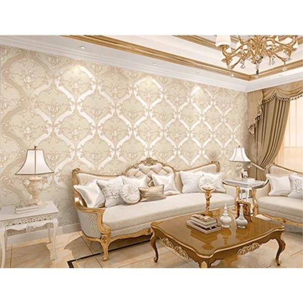 Europäischer Stil Damaskus Tapete Wohnzimmer TV Sofa Schlafzimmer 3D Relief Vlies Nachttisch Wandpapier Luxus Heimdekor 3D Tapeten