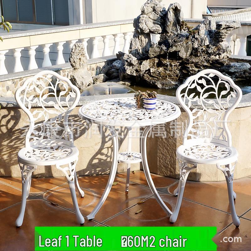 Three-Piece Wrought Iron & Cast Aluminum Outdoor Furniture Set for Balcony, Patio, or Villa Garden