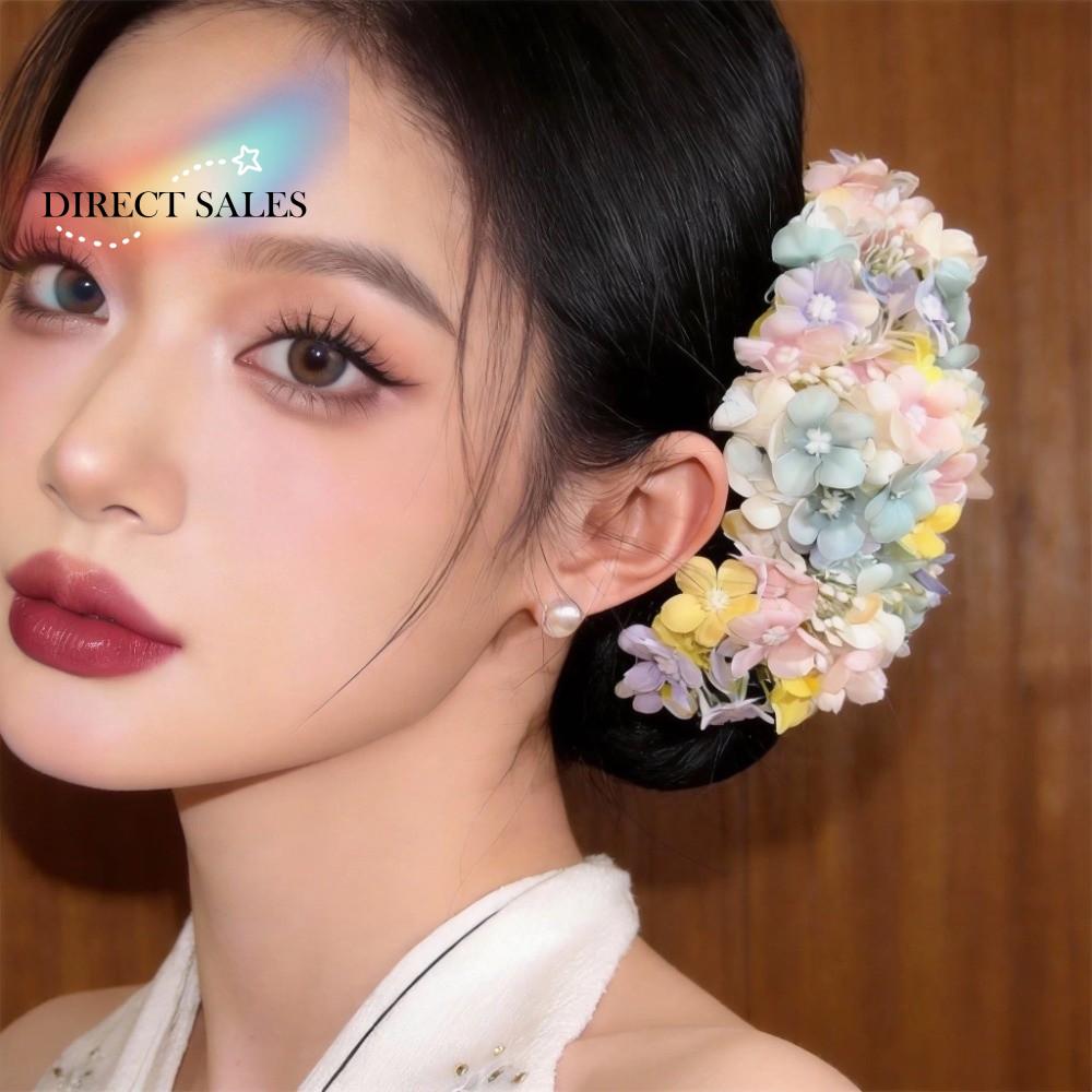 Vintage Colorful Flower Hair Stick Bohemian Fairy Side Clip Hairpin Chinese Style Thai Hair Fork Daily