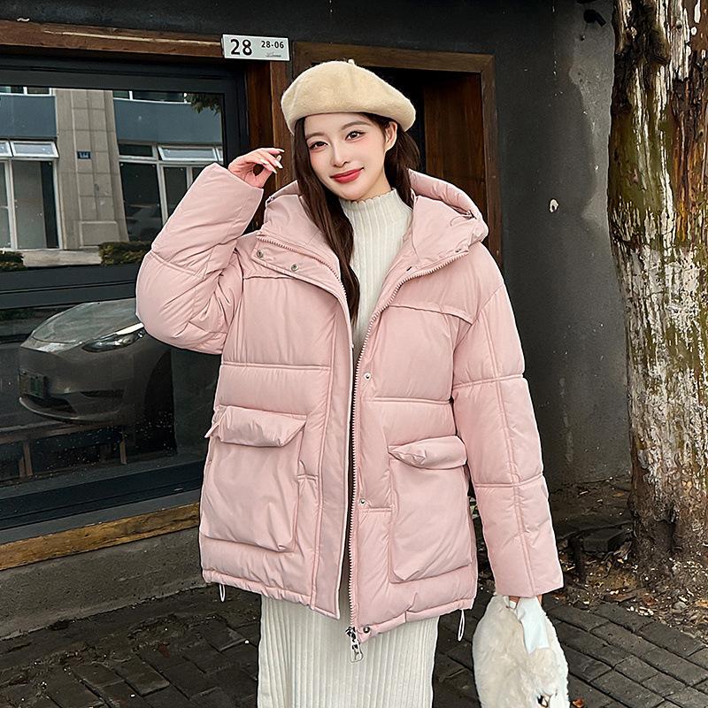 2025 Winter Cotton-padded Clothes Women's Thickened Hooded Loose Hooded Korean Version Bread Clothes Small Cotton-padded Jackets Foreign Trade