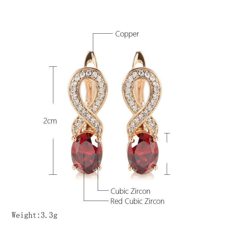 Kinel baumelnde Ohrringe für Frauen, kubischer Zirkon, eingelegt in Roségold, edler Schmuck