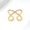 Minimalist Micro Paved Zircon Cross Geometric Open Ring Luxury Personalized High End Fashion Jewelry For Women