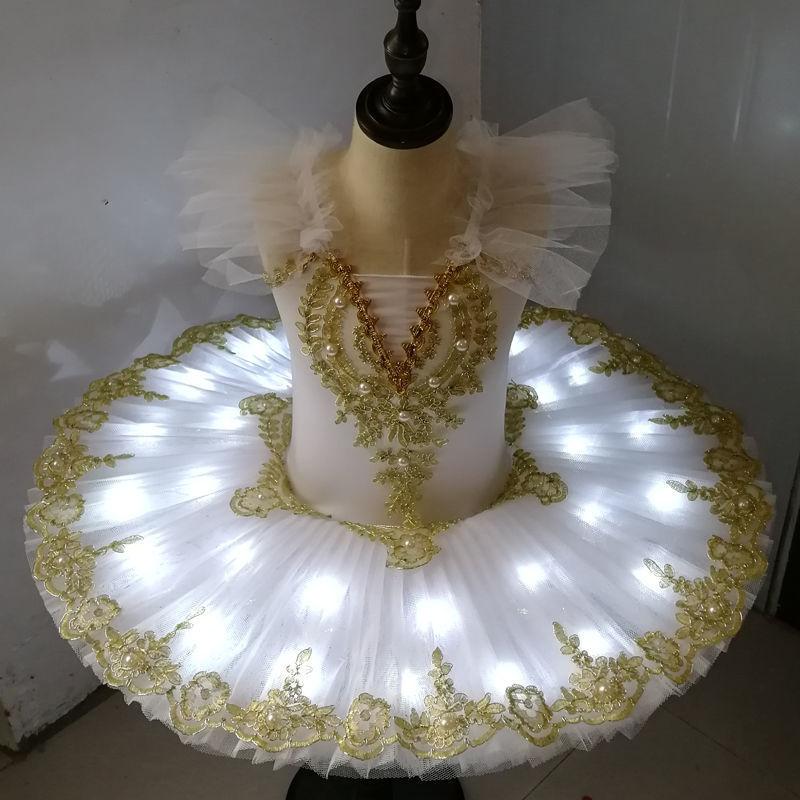 Tutu Ballet Led Light Swan Lake Ballerina Pancake Girl Ballet Dress Kids Dance Costumes