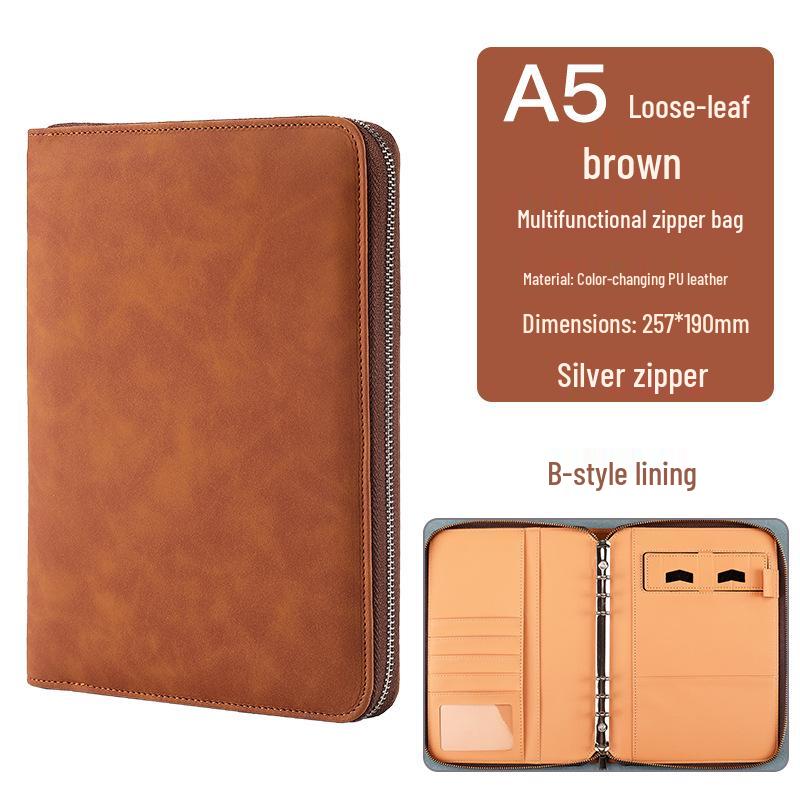Custom Business Notebook with Zipper Bag - Multifunctional A6/B5 Notepad & Manager Folder