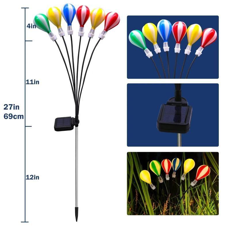 New Solar Hot Air Balloon Swing Light 6LED Firefly Ground Plug Light Courtyard Garden Camping Starburst Lawn Light