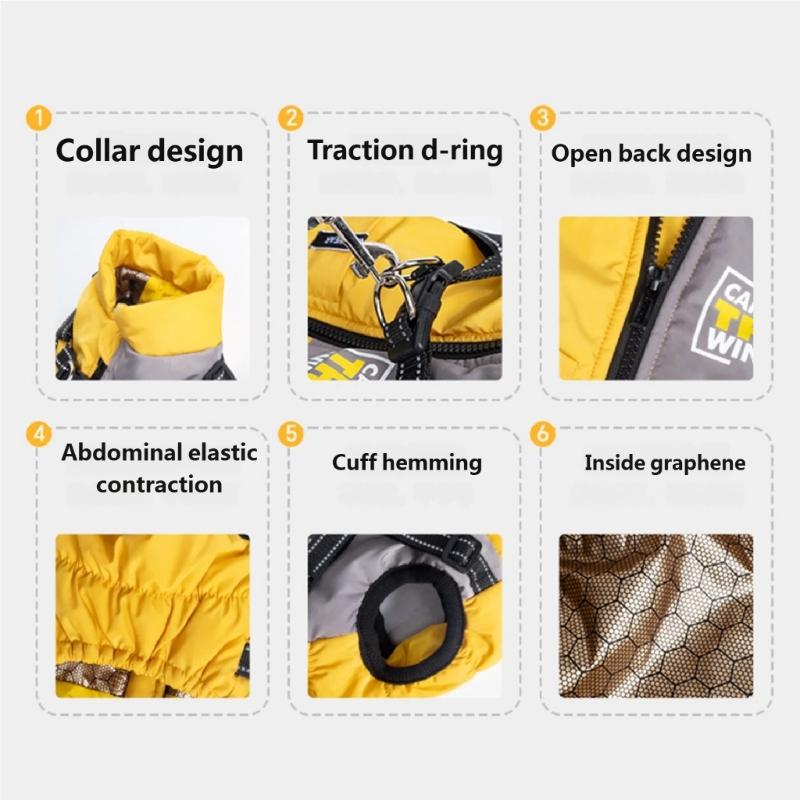 Cold Weather Protections Dog Coat for Large Dog Windproof Comfortable Winter Warm Jackets for Breeds Outdoor Activity