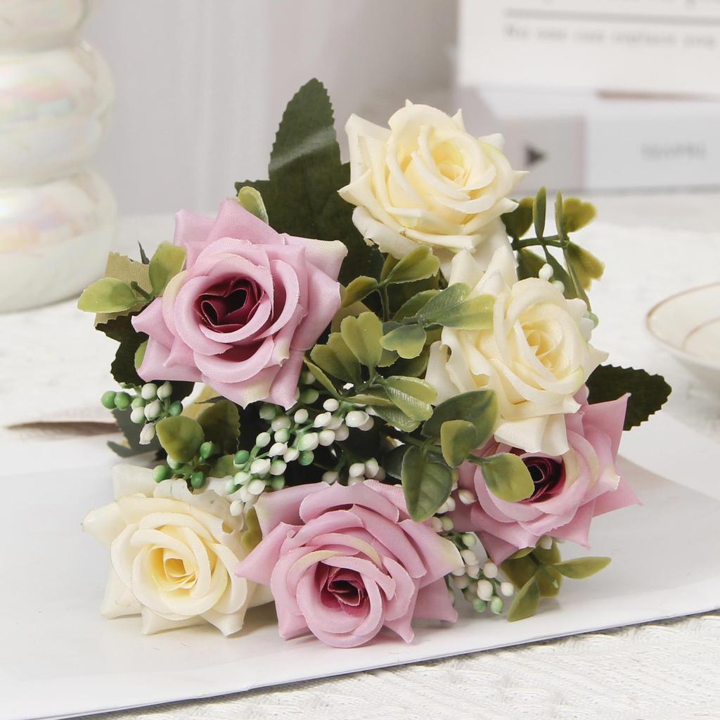 Artificial Silk Rose Bouquet for European Home Decoration