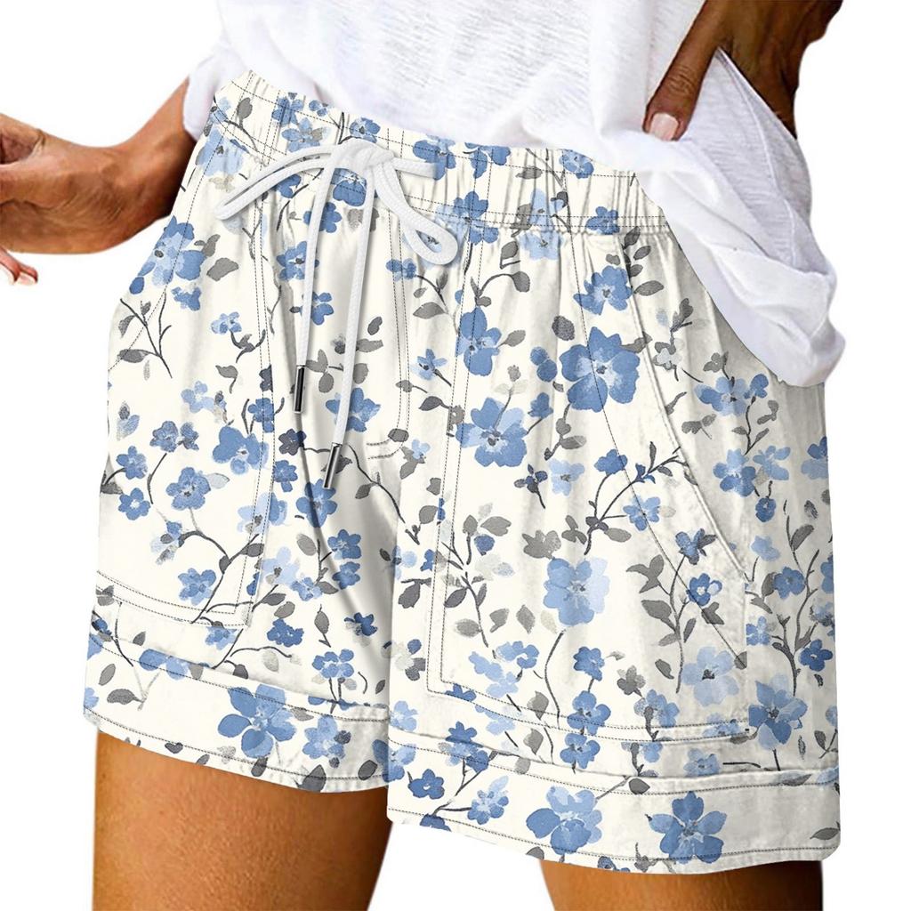 Damen Casual Sommer Elastische Strandshorts Print Casual Shorts