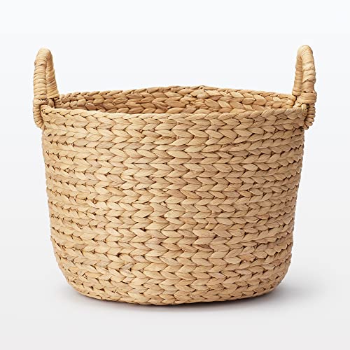MUJI Small Round Basket with Handles, Diameter 37cm X Height 26cm, Water Hyacinth, 12057925, Basket