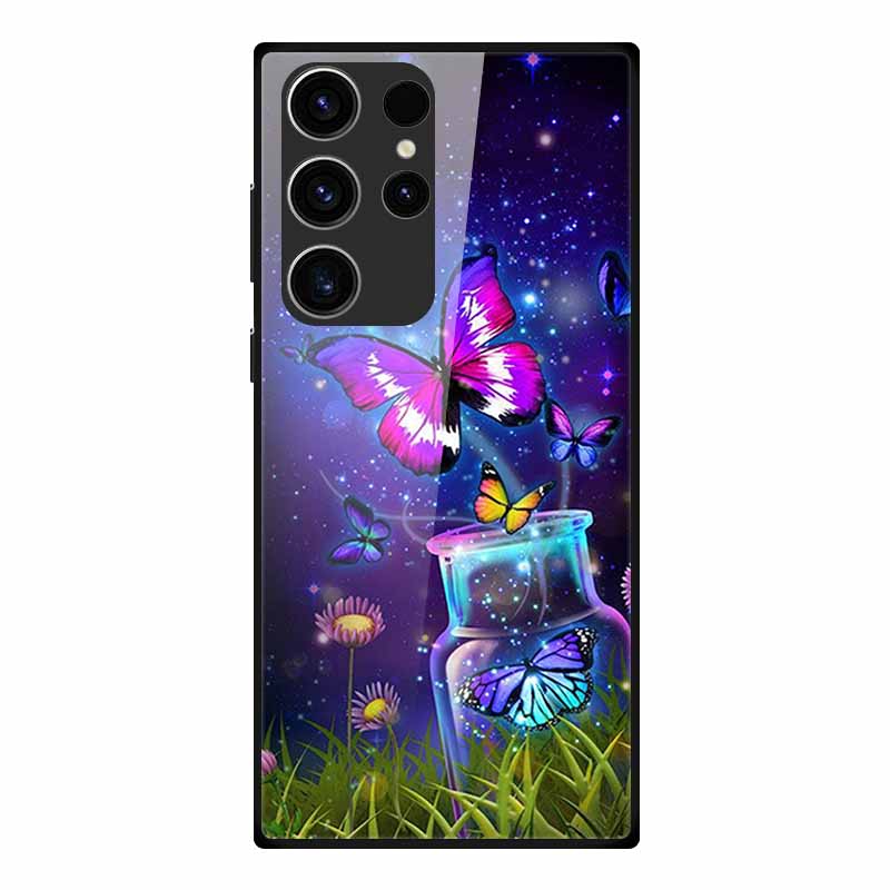 Phone Case For Samsung S23 Ultra Back Cover Case Tempered Glass Soft Funda For Samsung Galaxy S23 Plus Case S 23 + Ultra Coque