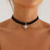 Court style aristocratic temperament collar choker imitation pearl love Korean velvet necklace
