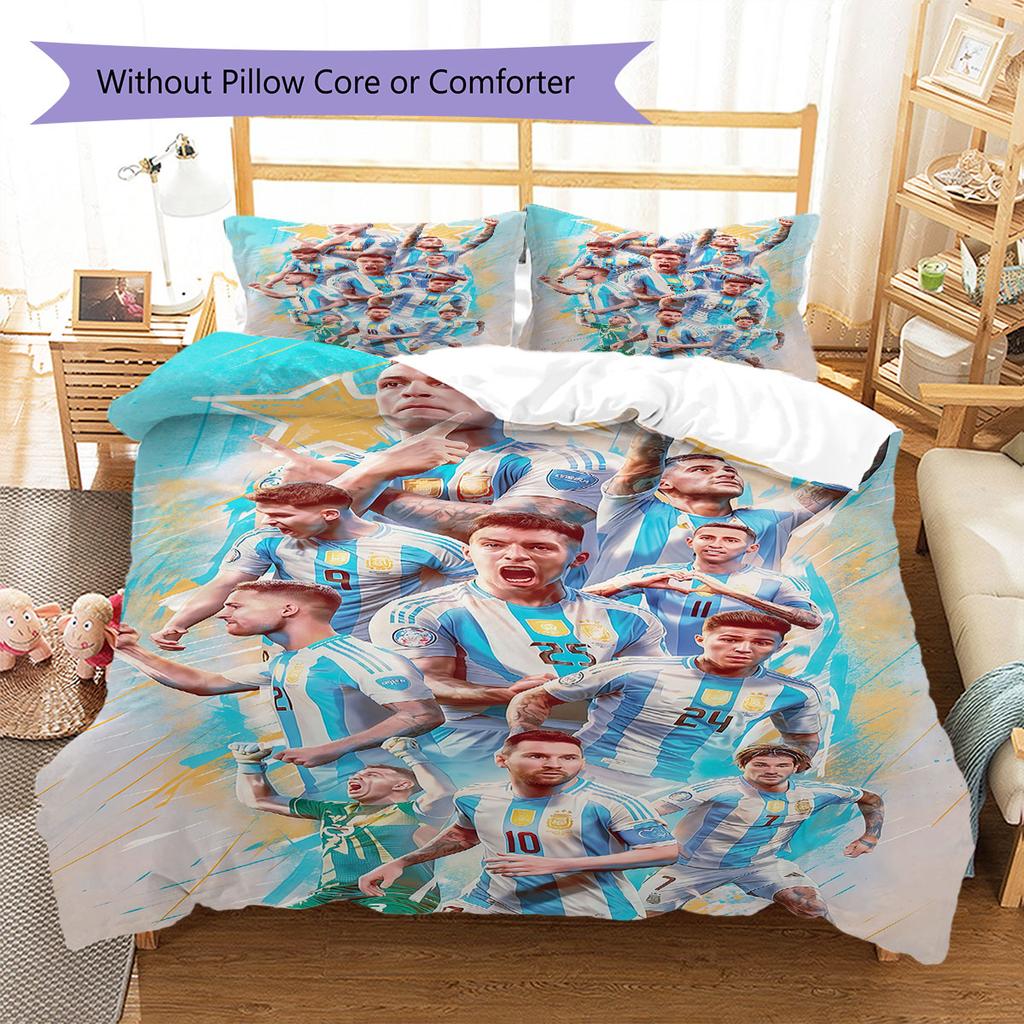 Argentina National Football Team Pattern Bedding,Quilt Set Quilt Cover Pillowcase Home Birthday Gift(1 * duvet cover + 2 * pillowcase, without core)