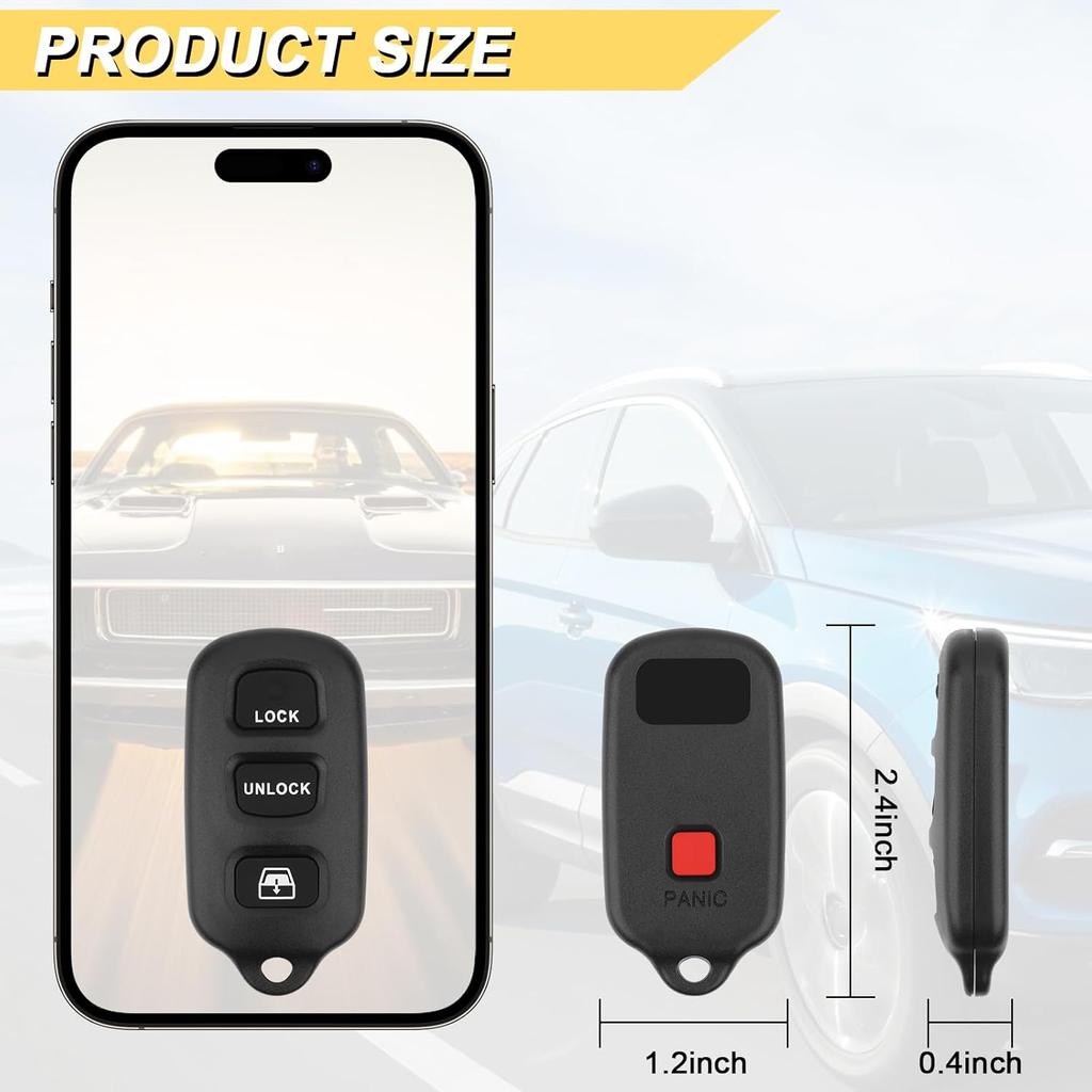 Key Fob Replacement for 1999-2009 Toyota 4Runner/ 2001-2007 Sequoia Car Keyless Entry Remote Control,HYQ12BBX HYQ12BAN,4 Buttons,2Pcs