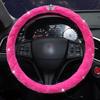 Winter Car Steering Wheel Cover Diamond Crystal Crown Plush Fur Steering-Wheel Cases Auto Interior Accessories For Women Girls