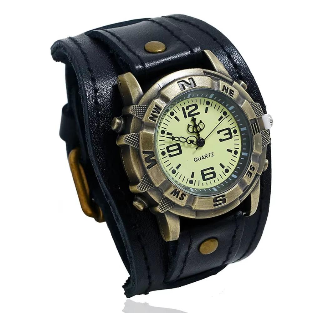 Black Brown Leather Strap Watch Cowhide Strap Watch Bracelet Cowhide Bracelet Watch Wristwatches