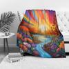 Vibrant Rainbow Floral Landscape Scenic Print Bed Blanket Throw Sofa Decor Gift