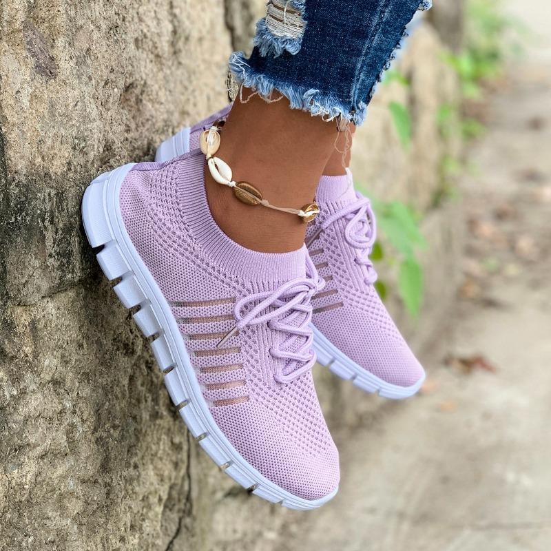 Prodyšné úpletové síťové tenisky pro ženy – lehké šněrovací běžecké boty