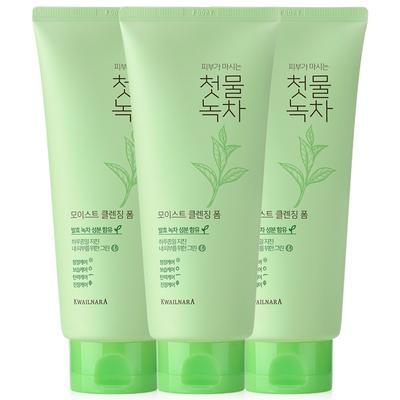 Kwailnara First Water Green Tea Moist Cleansing Foam, 180g, 3 Stück
