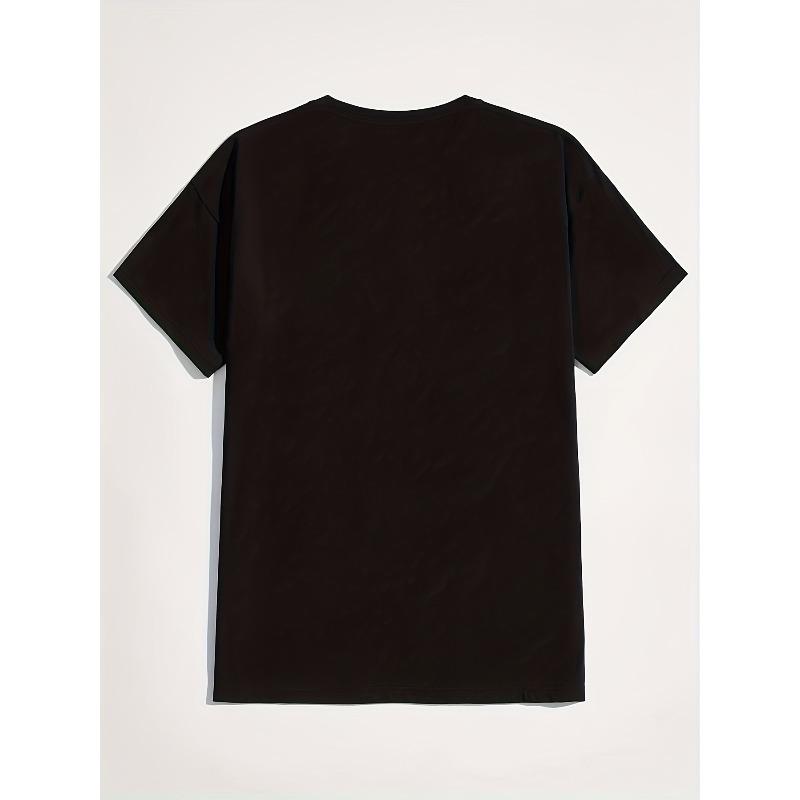 European Sizes Men's Casual Trendy Alphabets Graphic Print Comfortable Crew Neck Short Sleeve T-shirts, Summer Top Tees
