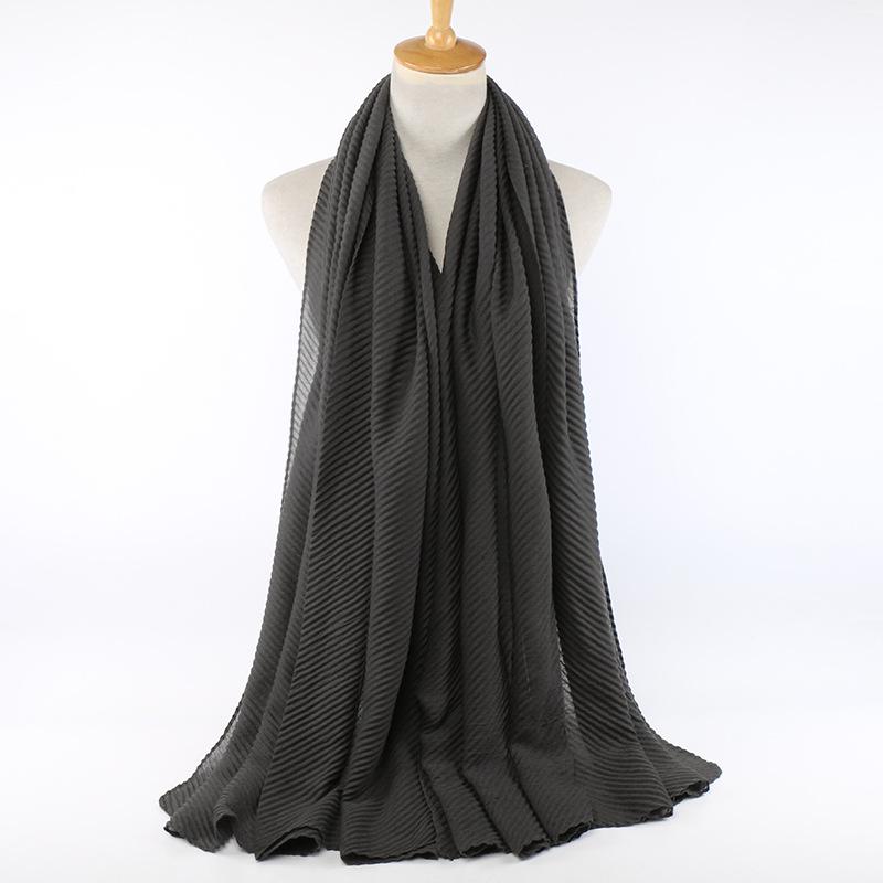 Niche Crinkled Cotton Linen Headscarf: Fashionable Pleated Long Scarf for Women (YW112)