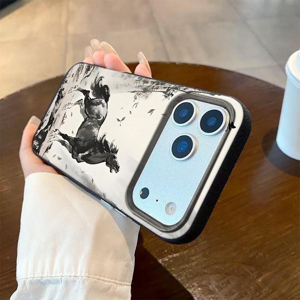 Black Steed With Head Held High Phone Case For IPhone 17 17Air 16 15 14 13 12 11 Pro Max XR XS Max 7 8 Plus Cover Case Coque