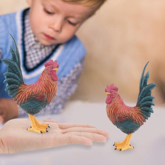 Farm Animal Rooster Figurine Miniature Simulation Poultry Animal Statue PVC Cock Model Prop Children Educational Toy Home Garden Decoration Gift