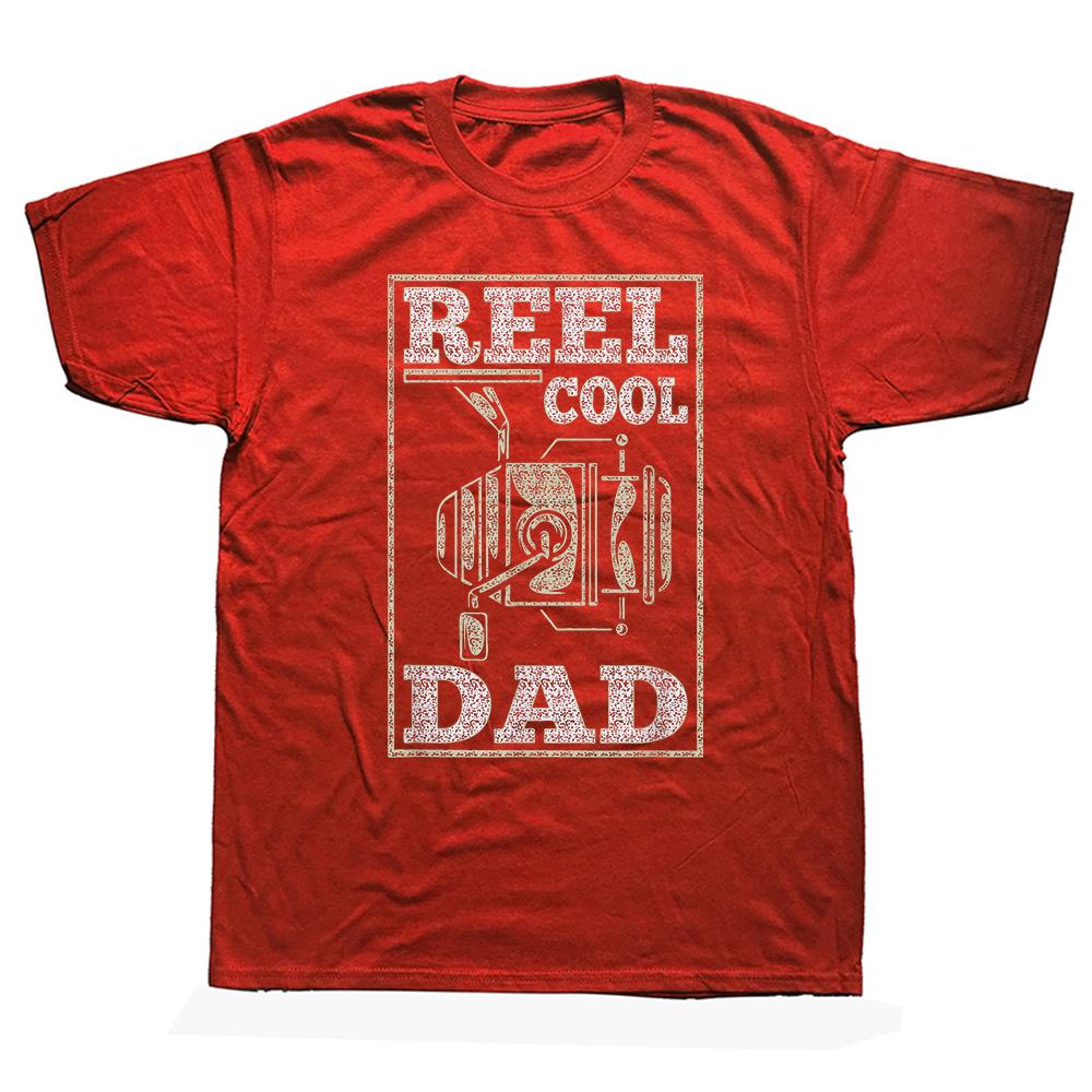 Reel Cool Dad Fishing Daddy Father's Day T-Shirt Short Sleeve Humor Streetwear Tee Loose Fit Clothing for Unisex
