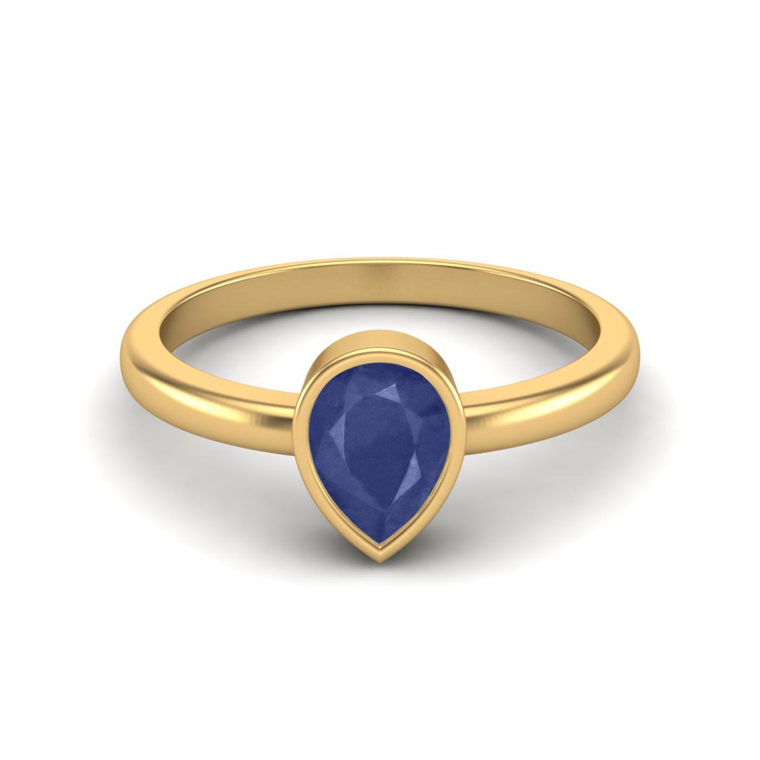 0.70 Cts Pear Blue Sapphire 925 Sterling Silver Gold Vermeil Solitaire Women Engagement Ring