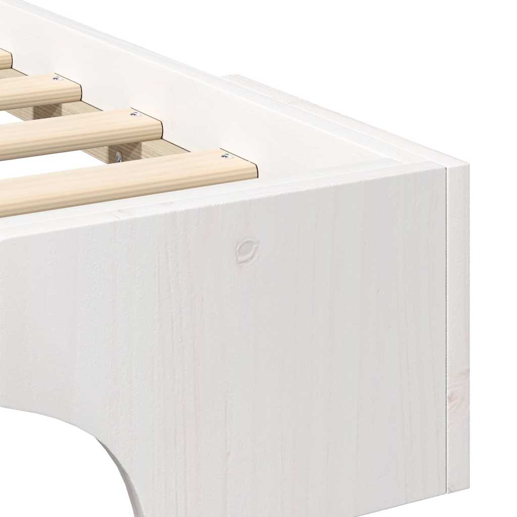 White Bed Frame 80 x 210 cm Solid Pine Wood