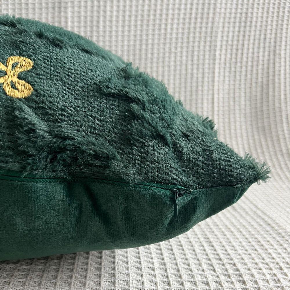 1PC Short Christmas Pillow Cover Soft Bowknot Five-pointed Star Xmas Tree Pillowcase Embroidered Comfortable Throw Pillow Cover