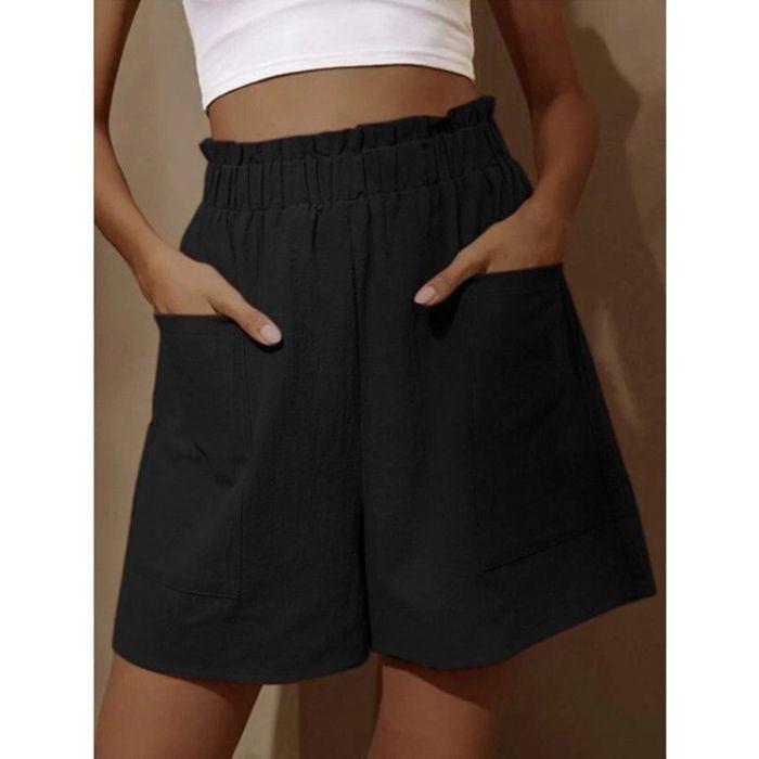 

Women s High Waist Shorts Fashion Large Size Wide Leg Casual Shorts 3XL чорний