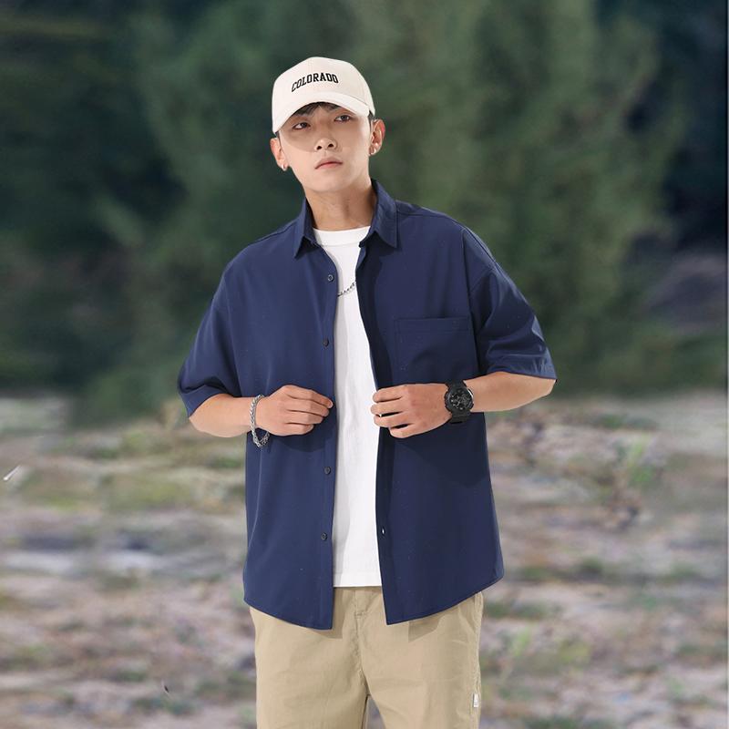Summer Shirt Men's Thin Loose Casual Short Sleeved Shirt Jacket