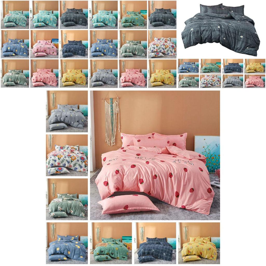 Polished Floral Print Duvet Cover And Pillowcase Set In Soft Polyester Material