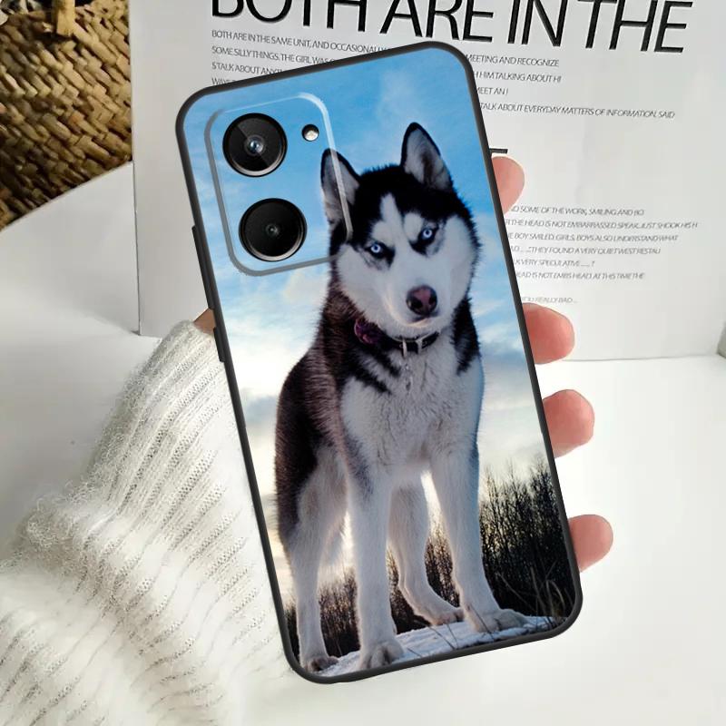 Animal Husky puppy Case For Realme C55 C53 C51 C35 C33 C30 C67 C21Y C25s C15 9 10 12 11 Pro Plus GT Neo5 Cover