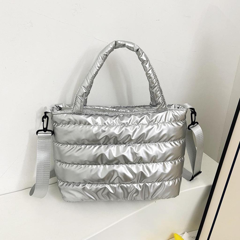 Laminated Winter Tote Bag: Stylish Lightweight Crossbody & Shoulder Women's Down Coat Bag
