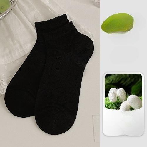 Socks Women's Spring and Summer Mulberry Silk Thin Section Simple Solid Color Boneless Breathable Cool Feeling Ladies Socks