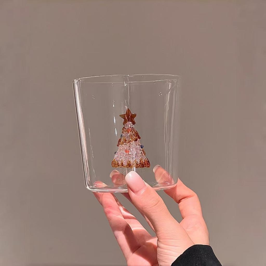 Tredimensionell Djur Tecknad Form Jul Glas Kopp Juice Kall Dryck