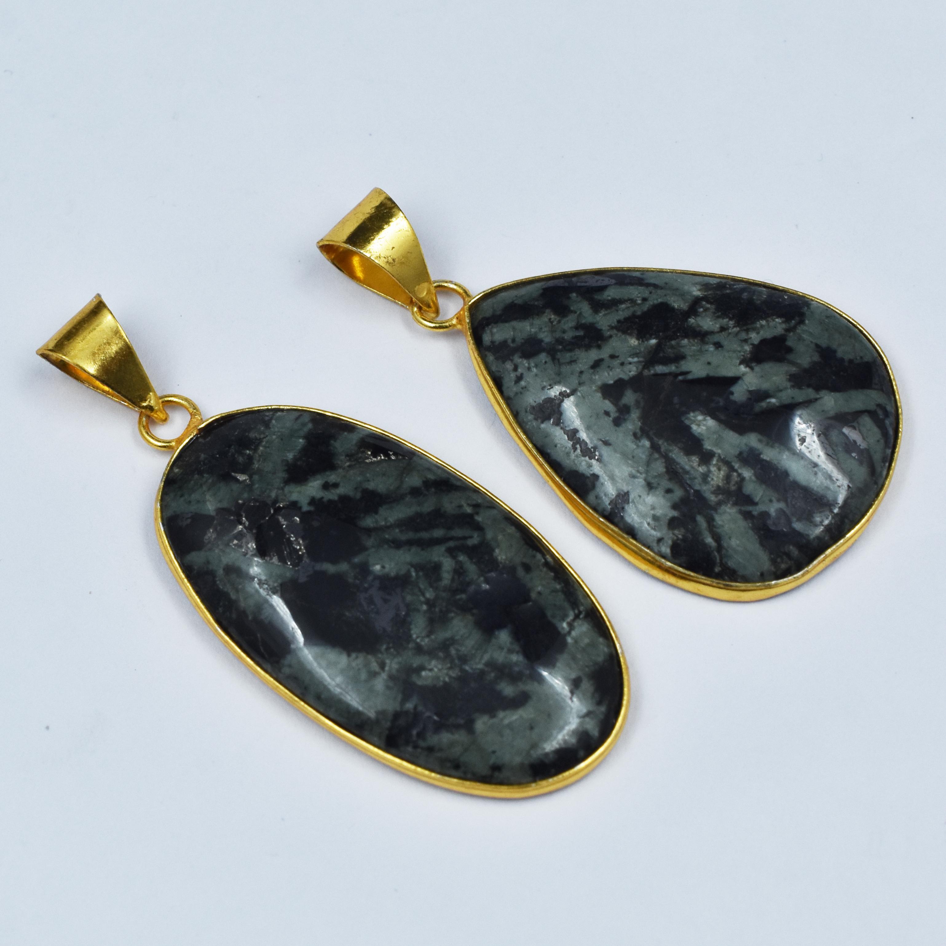 

Natural Green Jasper Oval-Pear Gems 77 Ct 925 Sterling Silver Pendant CERTIFIED AR-1700