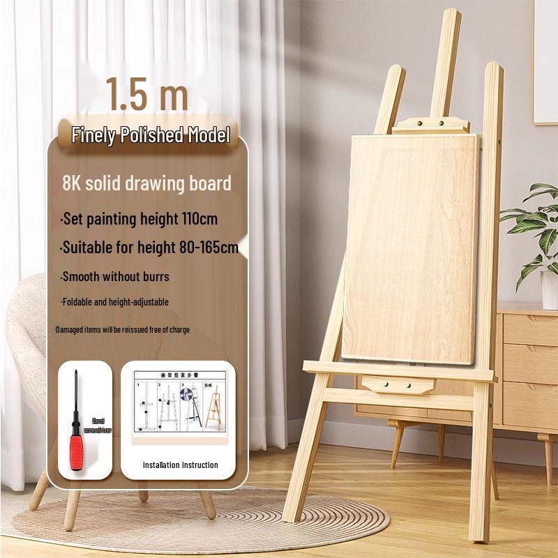 Wooden Tripod Floor Easel for Oil Painting - Foldable Art Student Stand