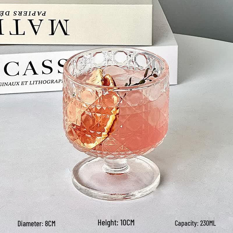 OLOEY Vintage Gemstone Pattern Short-Stemmed Cocktail Glasses
