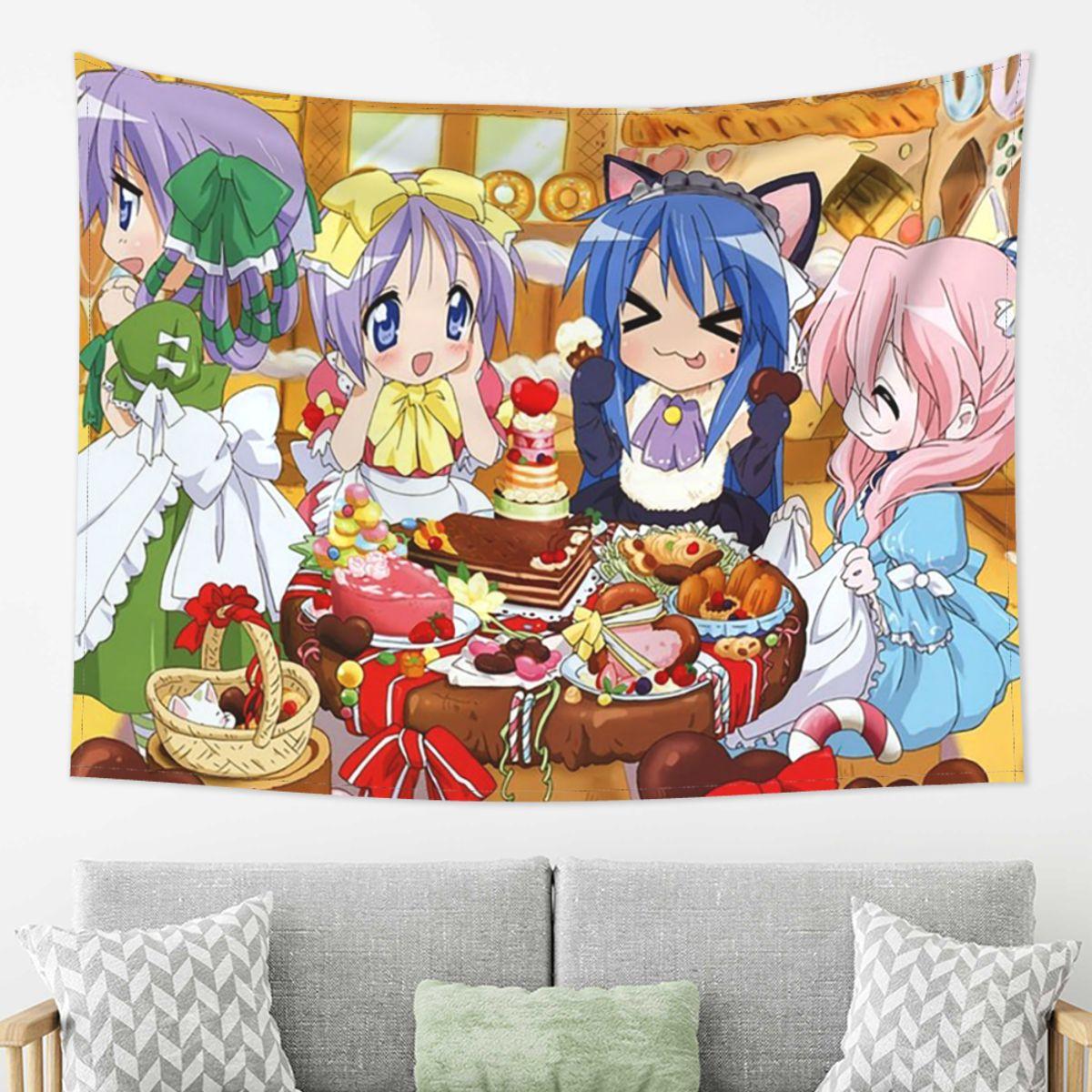 

Lucky Star Anime Lucky Star Anime Tapestry Wall Hanging Aesthetic Home Decoration Tapestries for Living Room Bedroom 74x94cm(29x37in)
