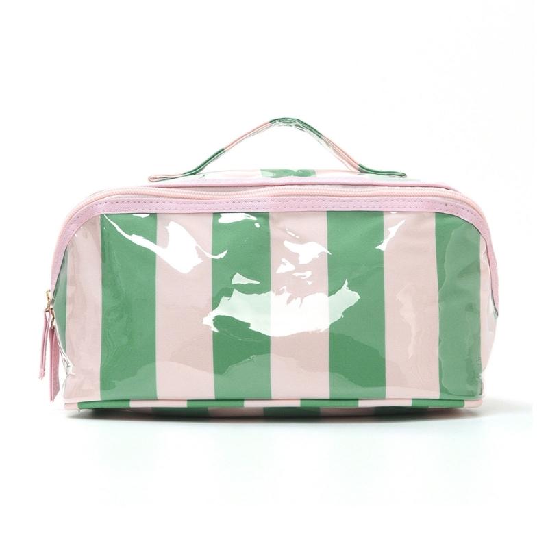 Clear PVC Makeup Case with Carry Handle, Top Closure Toiletry Bag for Bathroom Counter, Daily Packing, Home Use