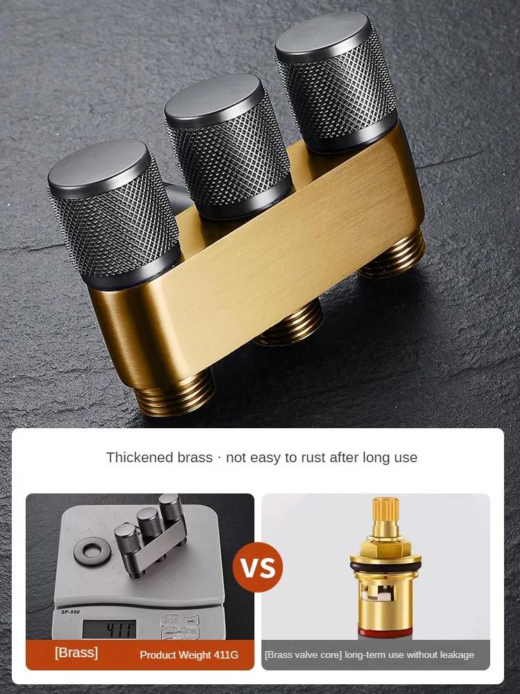 Brass One In Three Out Three Way Control Washing Machine Chrome/gray Faucet Three Way Triangle Valve G1/3Mini Multi-function