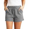 Women Solid Color High Waist Loose Straight Drawstring Casual Summer Shorts