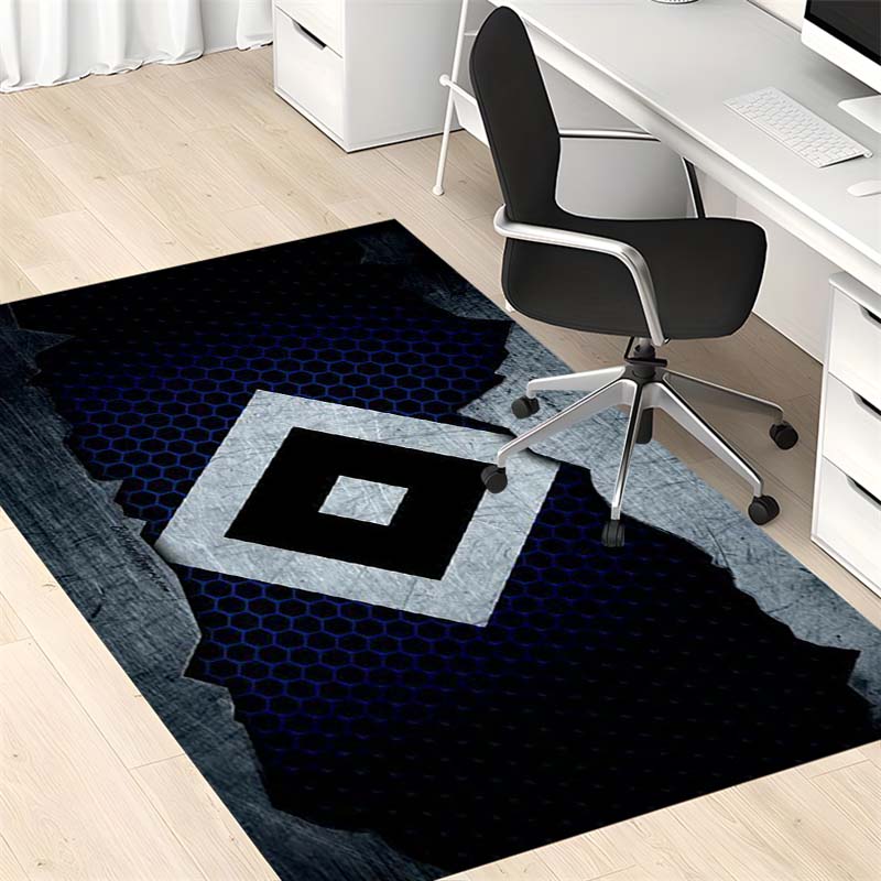 Hamburger SV Club Logo Hexagon Area Rug, Non Slip Blue Floor Mat for Living Room Bedroom German Soccer Fan Decor