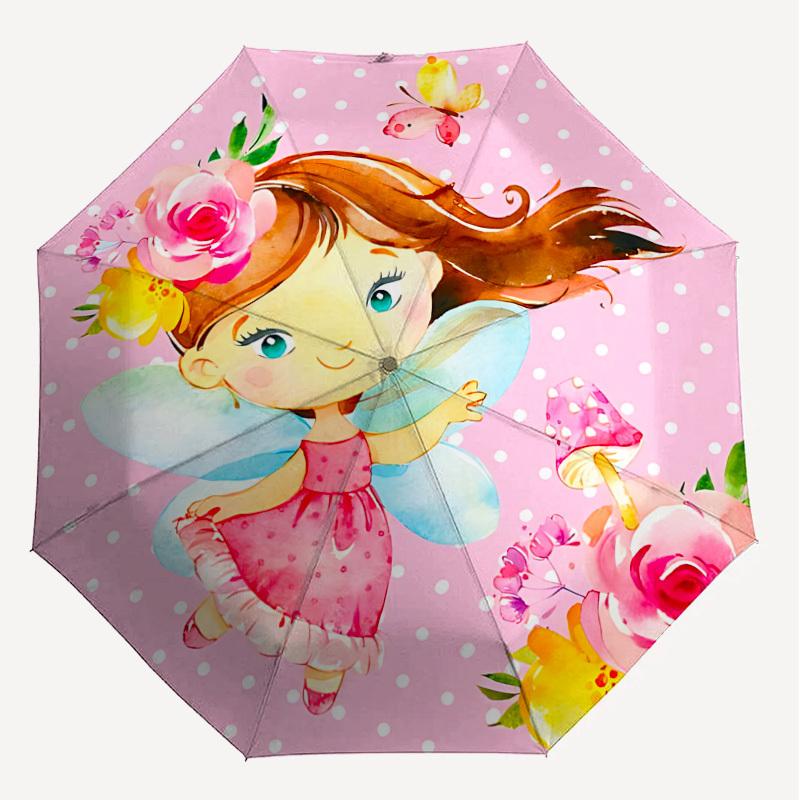 1PC fairy flowers Umbrella-8-Rib Reinforced, Automatic Open, Lightweight & Durable, Cute Fashion Accessory for Outdoor-T192